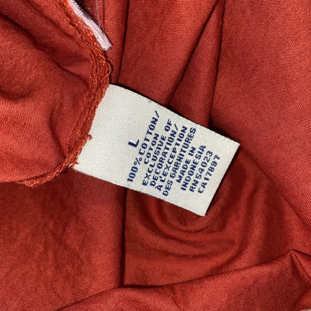 Old Navy Terracotta Floral Embroidered Peasant Top Lace Up V-Neck Large - Picture 8 of 8